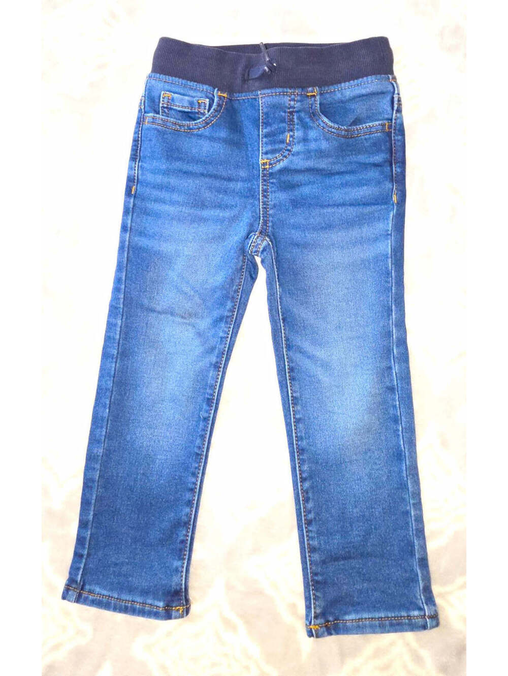Wonder Nation 3T Blue Solid Denim Jegging Jeans Pull-On Drawstring Elastic Waist